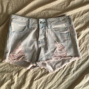 Low rise light wash blue shorts